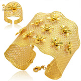 African Plated Bangles With Ring Dubai Bridal Bracelet