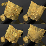 African Plated Bangles With Ring Dubai Bridal Bracelet