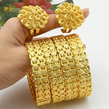 Duai Mixed Plated Bangle With Ring African Wedding Party Bracelet Jewelry
