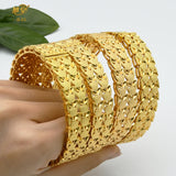 Duai Mixed Plated Bangle With Ring African Wedding Party Bracelet Jewelry