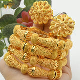 Duai Mixed Plated Bangle With Ring African Wedding Party Bracelet Jewelry