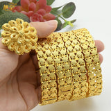 Duai Mixed Plated Bangle With Ring African Wedding Party Bracelet Jewelry
