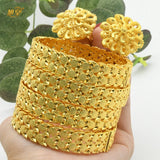 Duai Mixed Plated Bangle With Ring African Wedding Party Bracelet Jewelry
