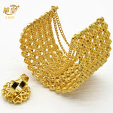 Dubai 24K Plated Bangle With Ring Indian Chain Bangles