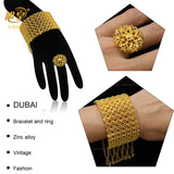 Dubai 24K Plated Bangle With Ring Indian Chain Bangles