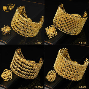 Dubai 24K Plated Bangle With Ring Indian Chain Bangles