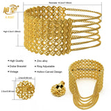 Dubai 24K Plated Bangle With Ring Indian Chain Bangles