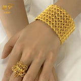 Dubai 24K Plated Bangle With Ring Indian Chain Bangles