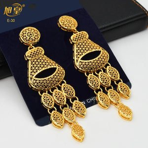 Dubai 4 Pair Earrings Big Square Shape Tassels African Plated Long Earrings