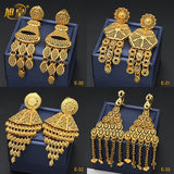 Dubai 4 Pair Earrings Big Square Shape Tassels African Plated Long Earrings