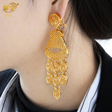 Dubai 4 Pair Earrings Big Square Shape Tassels African Plated Long Earrings
