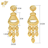 Dubai 4 Pair Earrings Big Square Shape Tassels African Plated Long Earrings