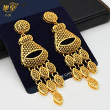 Dubai 4 Pair Earrings Big Square Shape Tassels African Plated Long Earrings