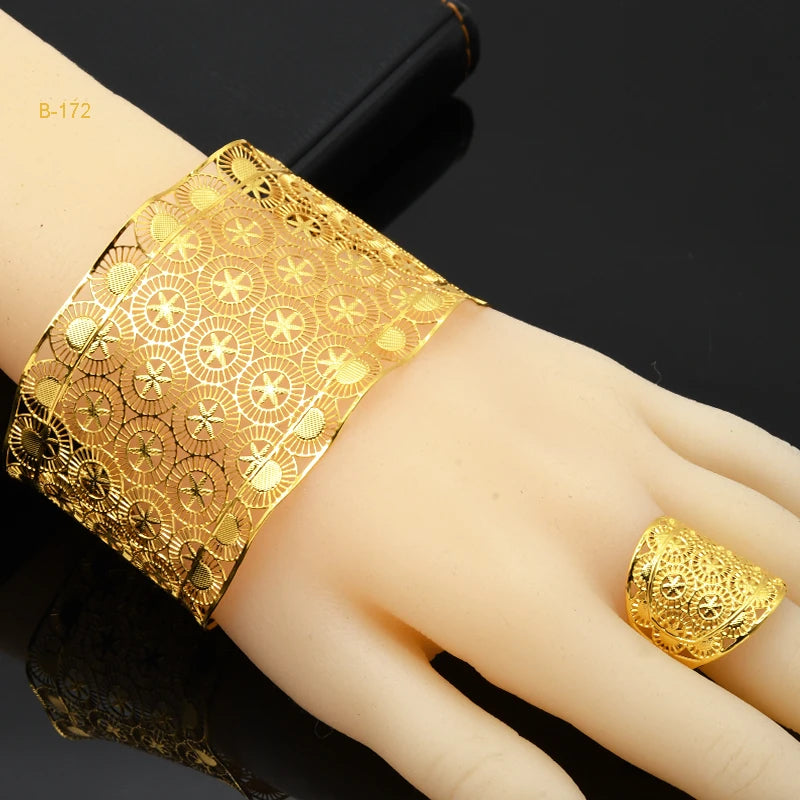 Dubai Adjustable Chain Bangle With Ring Wedding Bracelet Jewelry