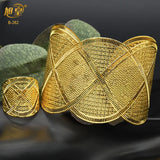 Dubai Plated Bangles With Ring Indian Bride Wedding Party Bracelet Jewelry