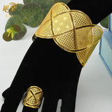 Dubai Plated Bangles With Ring Indian Bride Wedding Party Bracelet Jewelry