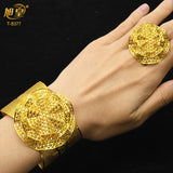 Dubai Wedding Bangles With Ring African Banquet Bracelet Jewelry Gift