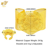 Dubai Wedding Bangles With Ring African Banquet Bracelet Jewelry Gift