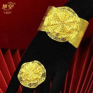 Dubai Wedding Bangles With Ring African Banquet Bracelet Jewelry Gift