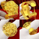 Dubai Wedding Bangles With Ring African Banquet Bracelet Jewelry Gift