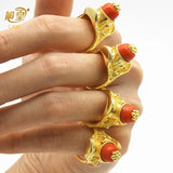 Ethiopian 24K Plated Flower Shape Ring For Women Adjustable Wedding