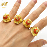 Ethiopian 24K Plated Flower Shape Ring For Women Adjustable Wedding