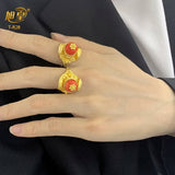 Ethiopian 24K Plated Flower Shape Ring For Women Adjustable Wedding