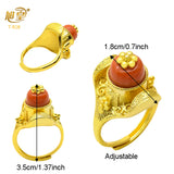 Ethiopian 24K Plated Flower Shape Ring For Women Adjustable Wedding