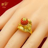 Ethiopian 24K Plated Flower Shape Ring For Women Adjustable Wedding
