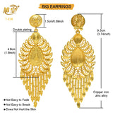 Nigerian Bridal Wedding Earrings Square Tassels African Dubai Plated Long