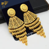 Nigerian Bridal Wedding Earrings Square Tassels African Dubai Plated Long