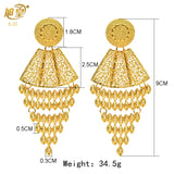 Nigerian Bridal Wedding Earrings Square Tassels African Dubai Plated Long