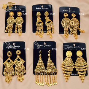 Nigerian Bridal Wedding Earrings Square Tassels African Dubai Plated Long