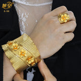 Plated Bangles With Ring Dubai Bride Wedding Banquet Bracelet Gift
