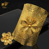 Plated Bangles With Ring Dubai Bride Wedding Banquet Bracelet Gift