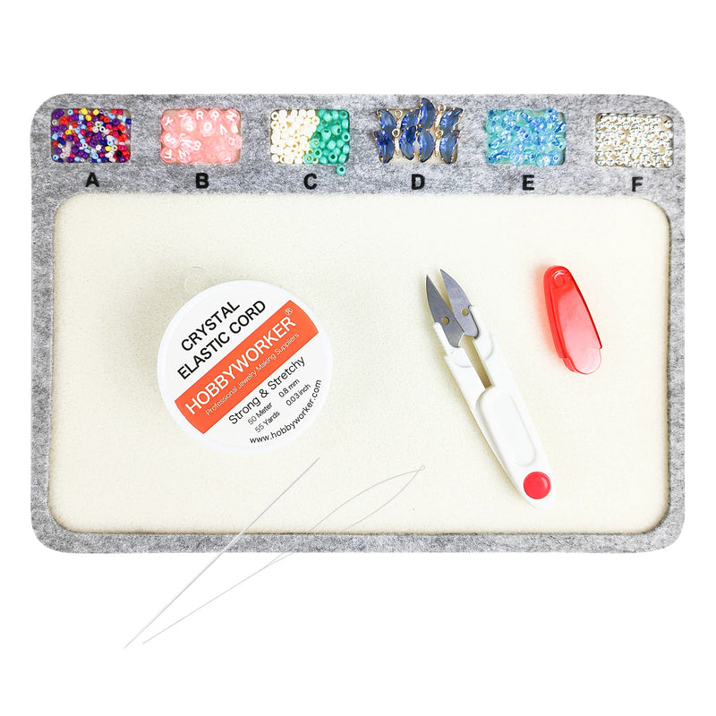 0.8mm Crystal Elastic Cord Beading Kit with Mat and Scissors