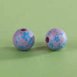 XUQIAN 100pcs Flower Printing Wood Beads for DIY Jewelry Making