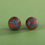 XUQIAN 100pcs Flower Printing Wood Beads for DIY Jewelry Making