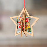 XUQIAN 10pcs Wooden Star Bell Pendant for Christmas Jewelry Gift P0004