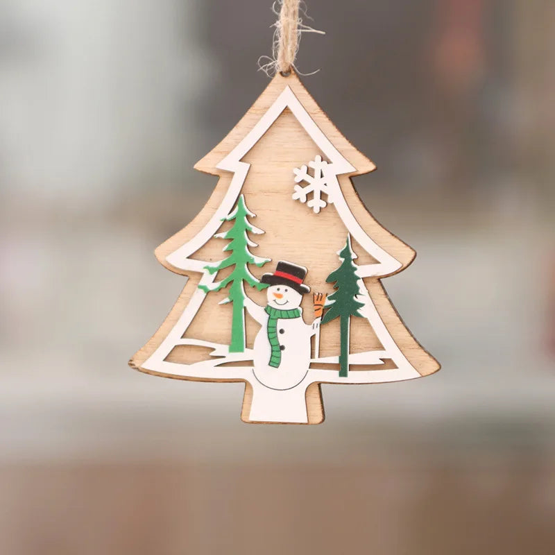 XUQIAN 10pcs Wooden Star Bell Pendant for Christmas Jewelry Gift P0004
