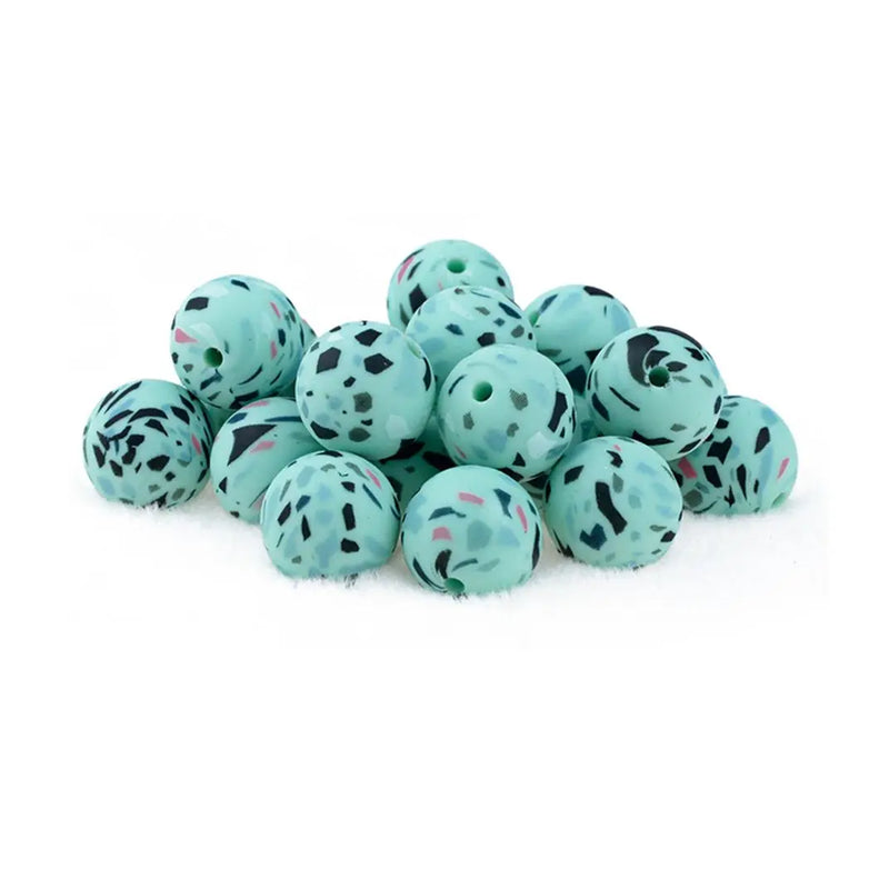 XUQIAN 15mm 30pcs Silicone Leopard Print Loose Beads B0011