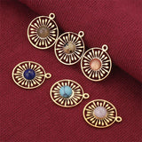 XUQIAN 16mm Stone & Steel Charm Pendants for DIY Jewelry