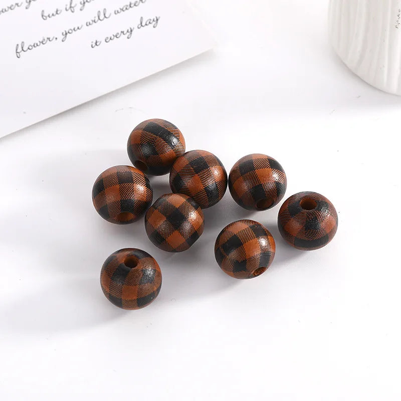 XUQIAN 16mm 200 Pcs Wooden Loose Grid Beads For Jewelry Making B0312