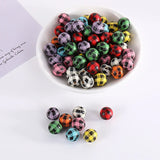 XUQIAN 16mm Loose Grid Pattern Wooden Beads Set