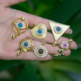 XUQIAN Enamel Zircon Heart Shaped Eye Pendant for Bracelet P0069