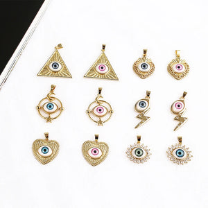 XUQIAN Enamel Zircon Heart Shaped Eye Pendant for Bracelet P0069