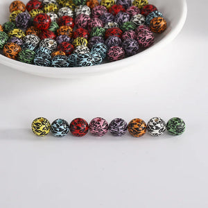 XUQIAN 100Pcs DIY Leopard Round Wooden Beads 10mm Necklace Jewelry Making B0318