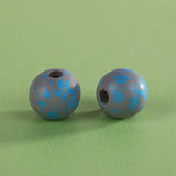 XUQIAN 16mm 5 Petals Flower Print Round Wood Beads DIY Jewelry Making