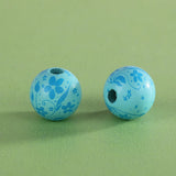 XUQIAN 16mm 5 Petals Flower Print Round Wood Beads DIY Jewelry Making