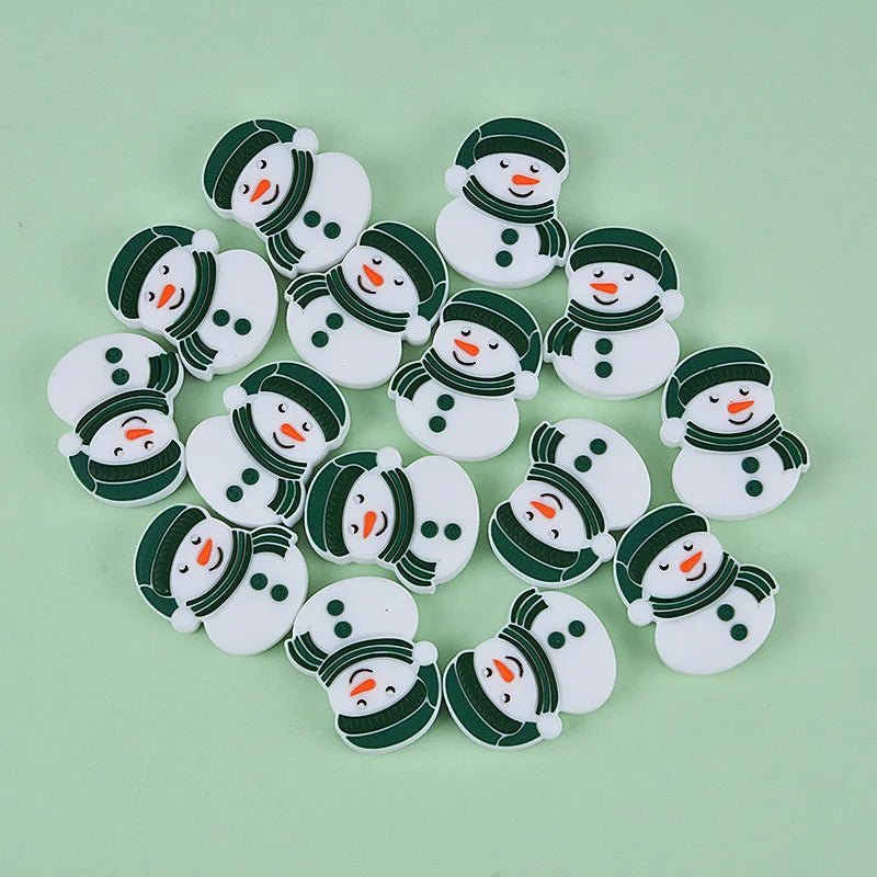 XUQIAN 23mm Hot 10pcs Christmas Snowman Beads for Baby Pacifier Anti-Drop Chain